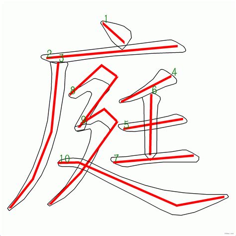 庭 筆劃|漢字: 庭的筆畫順序 (“庭”10劃) 